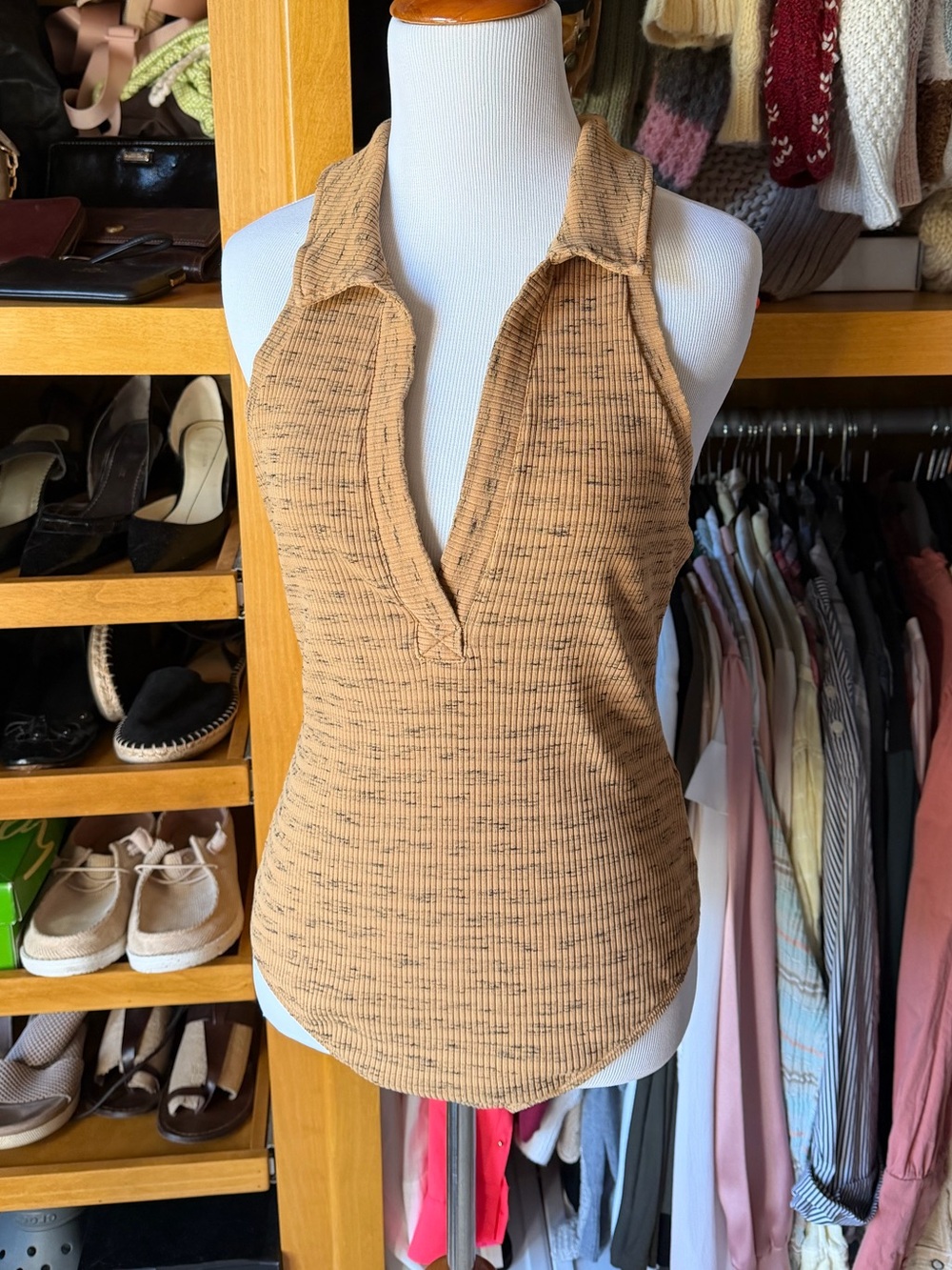 🎉5/$20🎉ANTHROPOLOGIE PILCRO Sleeveless Collared Ribbed Halter Top Bodysuit